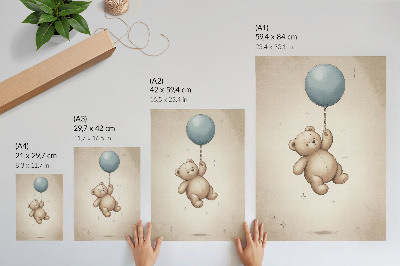 Poster auf leinwand Teddybär mit einem Ballon