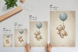 Poster auf Leinwand mit Motiv eines Teddybären, der einen Luftballon hält