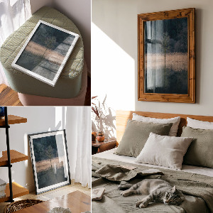 Wandposter mit einer friedlichen Landschaft