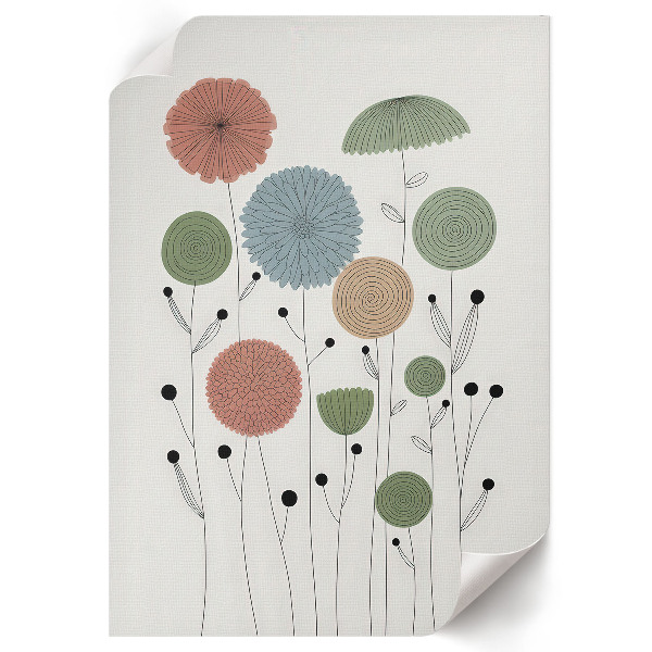 Poster Kunstdruck mit modernem Blumenmotiv