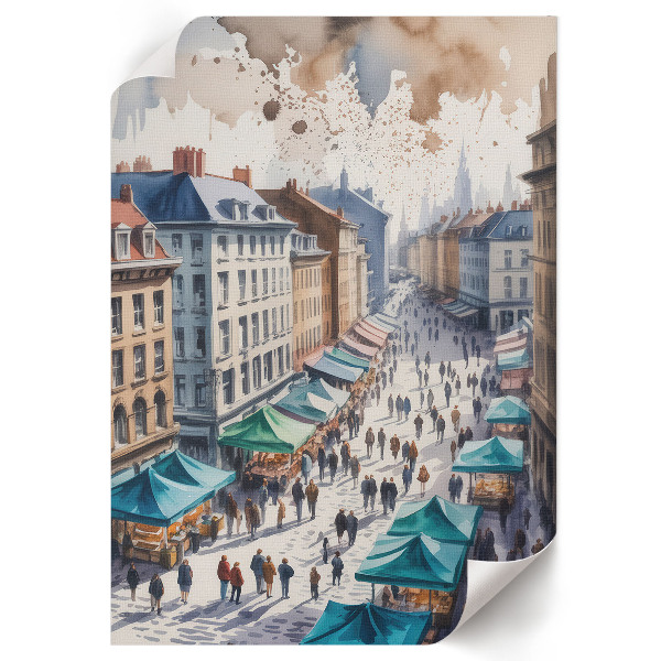 Poster auf Leinwand mit Aquarellstadtmotiv