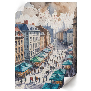 Poster auf Leinwand mit Aquarellstadtmotiv