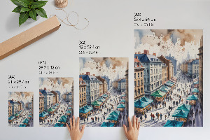 Poster auf Leinwand mit Aquarellstadtmotiv