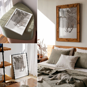 Kunstdruck poster Geweihe im Schnee
