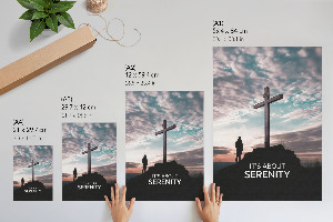 Kunstdruck leinwand Kreuz auf dem Felsen