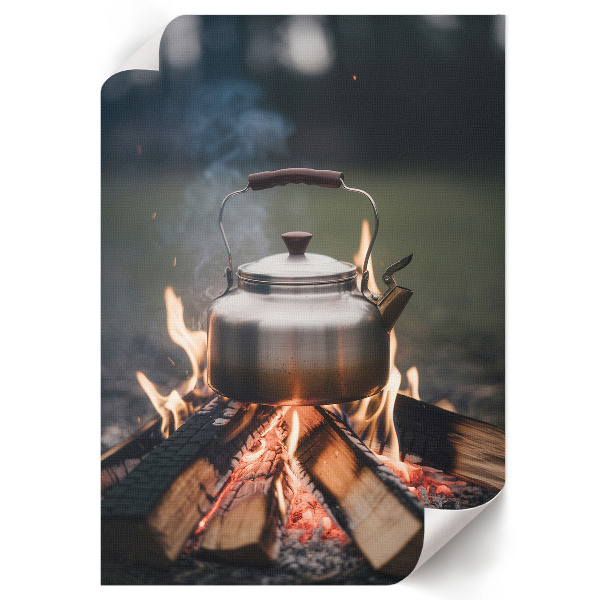 Wandposter mit Motiv eines Kessels über dem Feuer