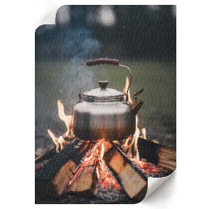 Wandposter mit Motiv eines Kessels über dem Feuer