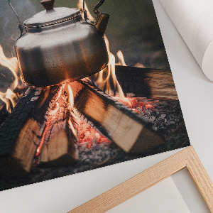 Wandposter mit Motiv eines Kessels über dem Feuer
