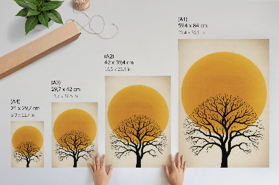 Kunstdruck poster Baum und Sonne