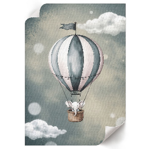Kunstdruck auf Leinwand mit einem Elefanten in einem Ballon
