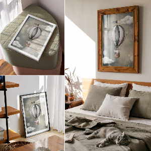 Kunstdruck leinwand Elefant in einem Ballon