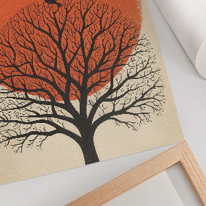 Poster auf Leinwand mit Motiv Baum und Vögel
