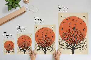 Poster auf Leinwand mit Motiv Baum und Vögel