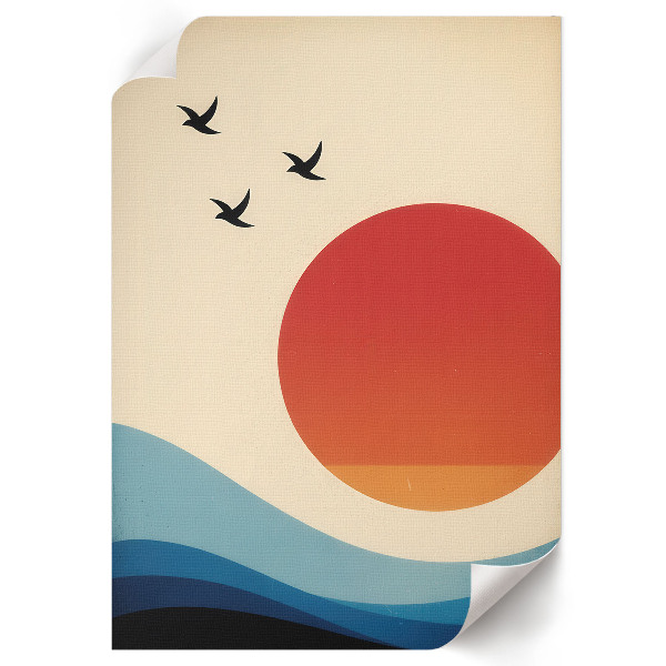 Poster-Kunstdruck mit sonniger Landschaft