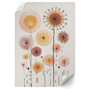 Poster auf Leinwand mit pastellfarbenen Löwenzahnblüten