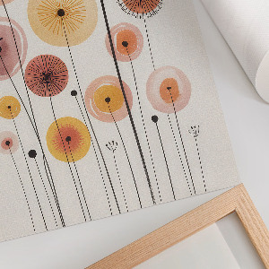 Poster auf Leinwand mit pastellfarbenen Löwenzahnblüten