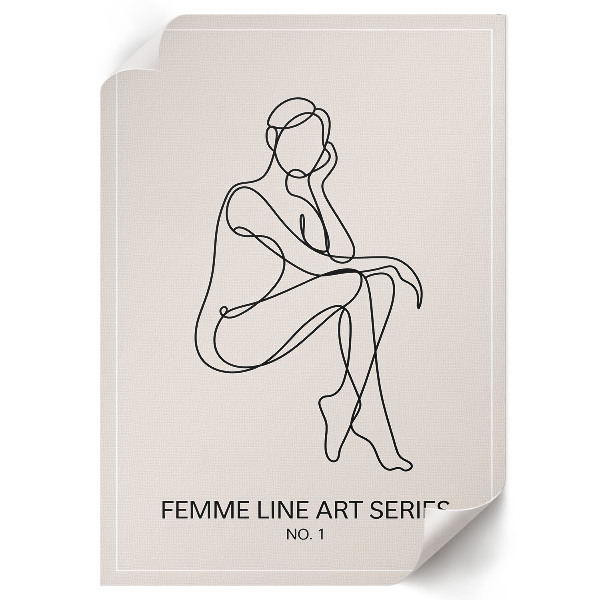 Poster auf Leinwand mit minimalistischer Umrisszeichnung