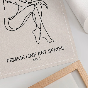 Poster auf Leinwand mit minimalistischer Umrisszeichnung