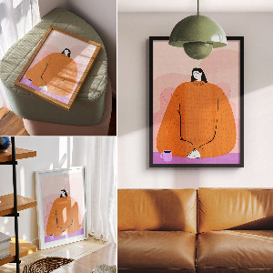 Wandposter mit dem Motiv „Beim Kaffee sitzen“