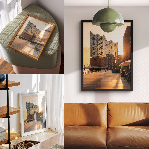 Poster-Kunstdruck mit Sonnenuntergang