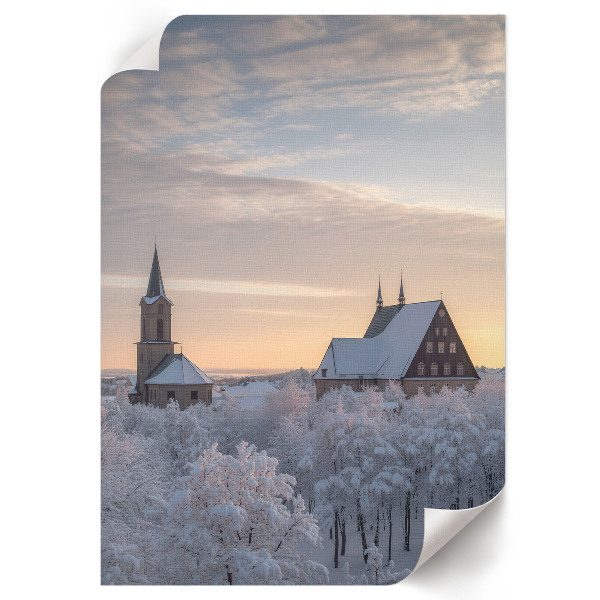 Wandposter mit Winterlandschaft