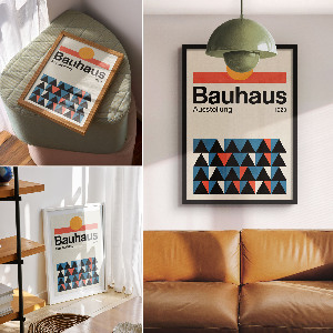 Poster-Kunstdruck mit Bauhaus-Geometrie