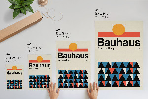 Poster-Kunstdruck mit Bauhaus-Geometrie