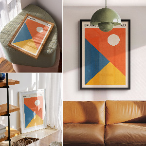 Wandposter mit Bauhaus-Illustration