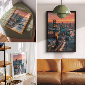 Kunstdruck-Poster mit Stadtpanorama