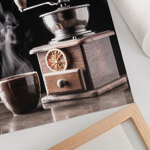 Poster-Kunstdruck mit Kaffee- und Kaffeemühlen-Motiv