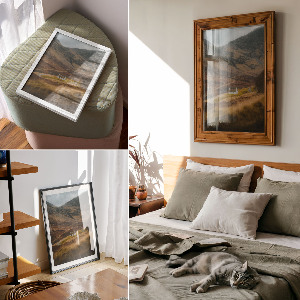 Poster Kunstdruck mit Motiv einer Berghütte