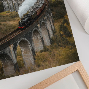 Kunstdruck-Poster mit Dampflok-Motiv