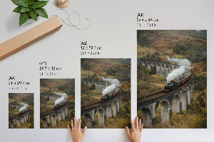 Kunstdruck-Poster mit Dampflok-Motiv