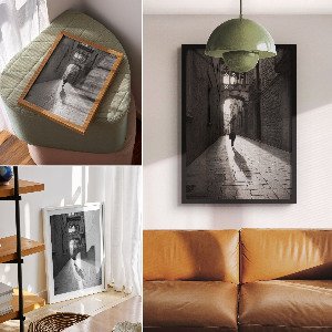 Kunstdruck auf Leinwand mit Schwarz-Weiß-Motiv einer Straße