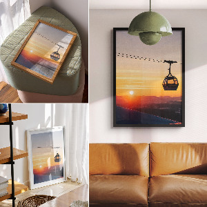 Poster auf Leinwand mit Sonnenuntergangs-Motiv