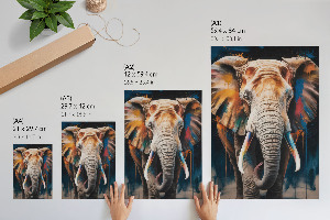 Wandposter mit farbenfrohem Elefantenmotiv