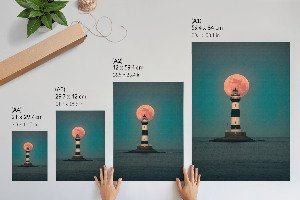 Poster auf Leinwand mit Motiv 'Der Leuchtturm und der Mond'