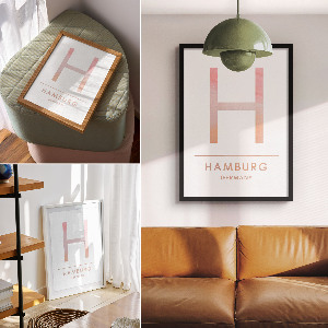 Poster kunstdruck H steht für Hamburg