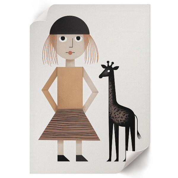 Bilder poster Mädchen mit einer Giraffe