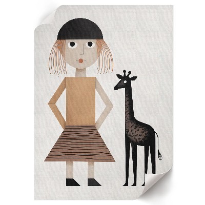 Bilder poster Mädchen mit einer Giraffe