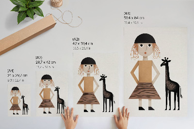 Bilder poster Mädchen mit einer Giraffe