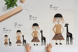 Poster na stenu Dievča so žirafou