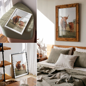Poster auf leinwand Bulle und Kalb