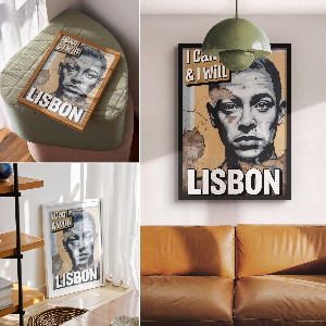 Retro plagát Lisabonská nástenná maľba