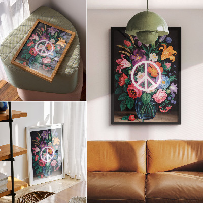 Kunstdruck leinwand Frieden und Blumen