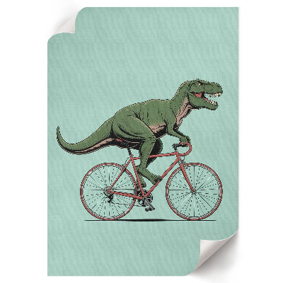 Poster kunstdruck Dinosaurier auf einem Fahrrad