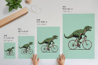 Poster kunstdruck Dinosaurier auf einem Fahrrad