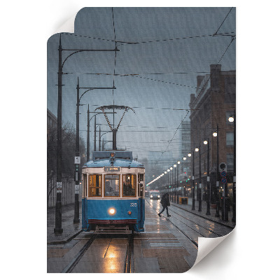 Kunstdruck poster Blaue Straßenbahn