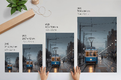 Kunstdruck poster Blaue Straßenbahn