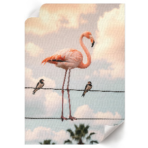 Kunstdruck leinwand Flamingo am Kabel